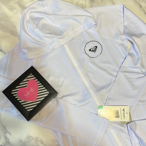 🔥 Roxy Essentials Lycra Hoodie Rashguard - Womens NWT - Picture 9 of 9